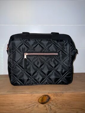 Black Quilted Lunch/Tote Bag with Rose Gold Accent